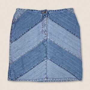 Y2K Denim Patchwork Jean Skirt Size 12